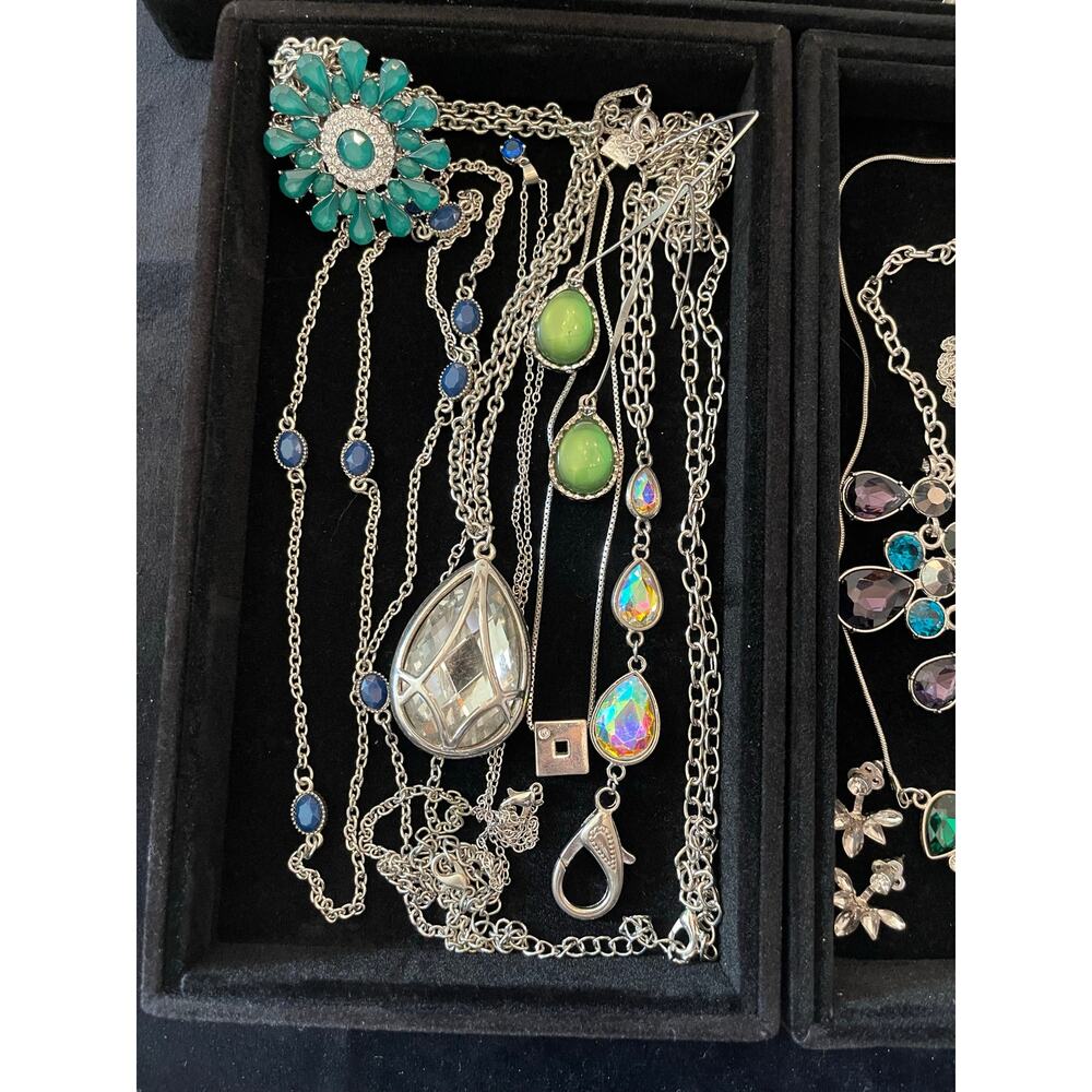 Vintage Estate Large 1.52lb 49pc Rhinestone Earring Necklace Bracelet Bundle Lot - Picture 6 of 11
